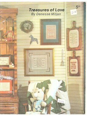 Treasures Of Love Vintage 80s Cross-Stitch Pattern Book By Denesse Miljan